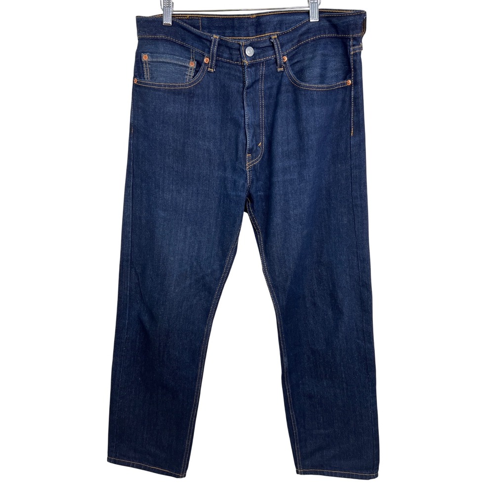 Levi's 505 Regular Fit Jeans Mens 35x30 Dark Wash Blue Denim Straight Leg E10
